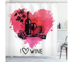 Sketch Watercolor Heart Shower Curtain