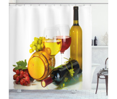 Red White Wine Mini Themed Shower Curtain