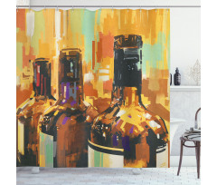 Bottles Brushstrokes Art Shower Curtain