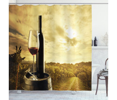 Red Wine Themed Vineyard Shower Curtain