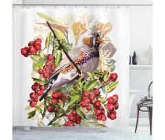 Colorful Bird and Shrubs Shower Curtain