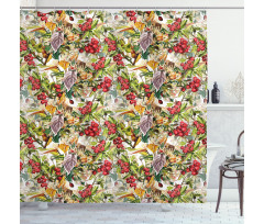 Flower Berries Rustic Art Shower Curtain