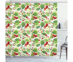 Green Leaves Wild Fruits Shower Curtain
