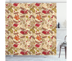 Fall Themed Mixed Pattern Shower Curtain