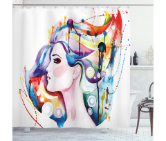 Grunge Young Woman Shower Curtain