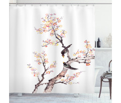 Chinese Paint of Flowers Shower Curtain