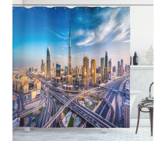 Panoramic Dubai Traffic Shower Curtain