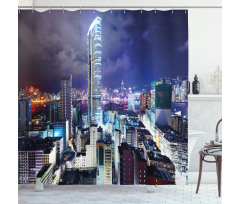 Downtown Hong Kong Night Shower Curtain