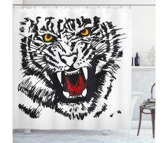 Angry Feline Vivid Eyes Shower Curtain