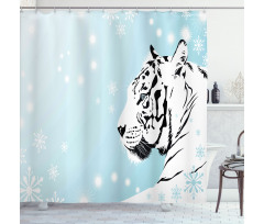 White Beast on Snowy Land Shower Curtain