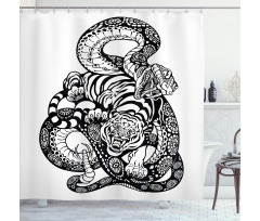 Snake and Tiger Pattern Shower Curtain