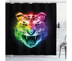 Abstract Feline Colorful Shower Curtain