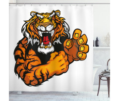 Cartoon Angry Wild Cat Shower Curtain