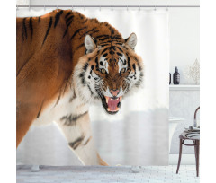 Panthera on Snow Close Shower Curtain