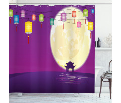 Chinese Pavillion Moon Shower Curtain