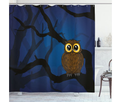 Owl on Tree Branch Shower Curtain