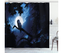 Quite Woodland Full Moon Shower Curtain