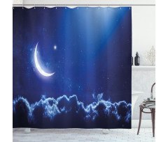 Crescent Moon and Stars Shower Curtain