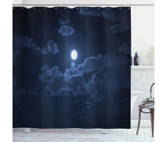 Full Moon Dark Clouds Fog Shower Curtain