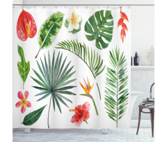 Heliconia Philodendron Shower Curtain