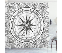 Windrose Line Art Style Shower Curtain
