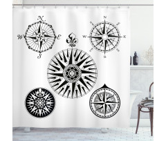 5 Windroses Angles Shower Curtain