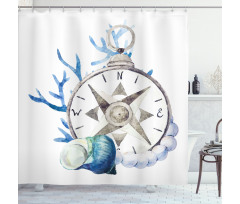 Watercolor Nautical Shower Curtain