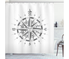 Face Sun Drawing Style Shower Curtain