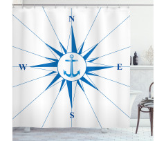 Blue Windrose Anchor Shower Curtain