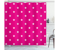 White Stars Girlish Shower Curtain