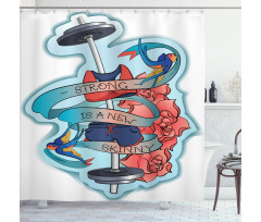 Words Flowers Barbell Shower Curtain