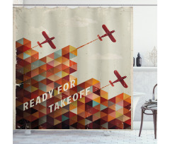 Geometric Aged Shower Curtain