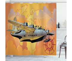 Retro Seaplane Shower Curtain