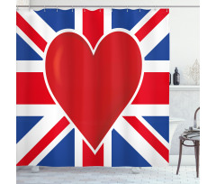 Flag Big Red Heart Shower Curtain