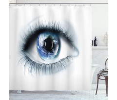Planet Earth Reflection Shower Curtain