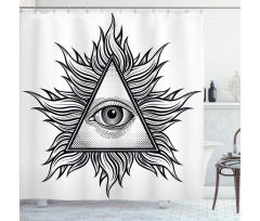 Triangles Tattoo Style Pattern Shower Curtain