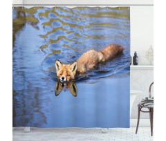 Fox Swimming in River Shower Curtain