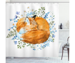 Sleeping Fox Watercolors Shower Curtain