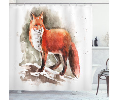 Watercolor Bushy Tail Tod Shower Curtain