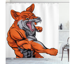 Muscular Sports Fox Mascot Shower Curtain