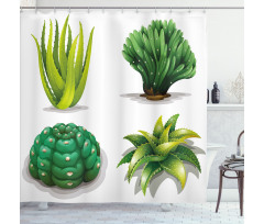 Aloe Vera Plants Cacti Shower Curtain