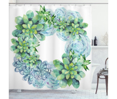 Watercolor Cactus Wreath Shower Curtain
