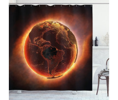 Vivid Burning Earth Heat Shower Curtain