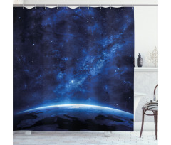 Earth View Cosmic Night Shower Curtain