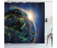 Vivid Globe Space Network Shower Curtain