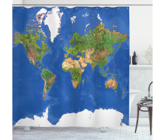 Continents Vegetation Shower Curtain
