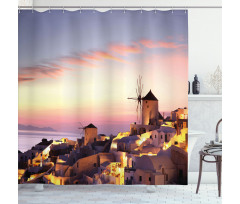 Santorini Greece View Shower Curtain