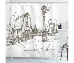 Rustic Farmhouse Barn Shower Curtain