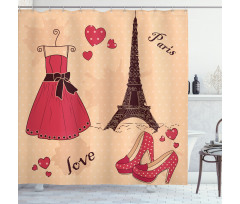 Retro French Shower Curtain