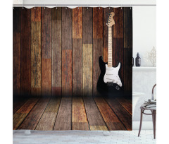 Guitar Wood Room Shower Curtain